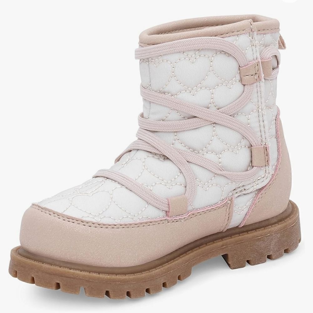 Carter's toddler Child Ribbed Tayla ivory and Pink Fashion Boot size 12 - Picture 9 of 10